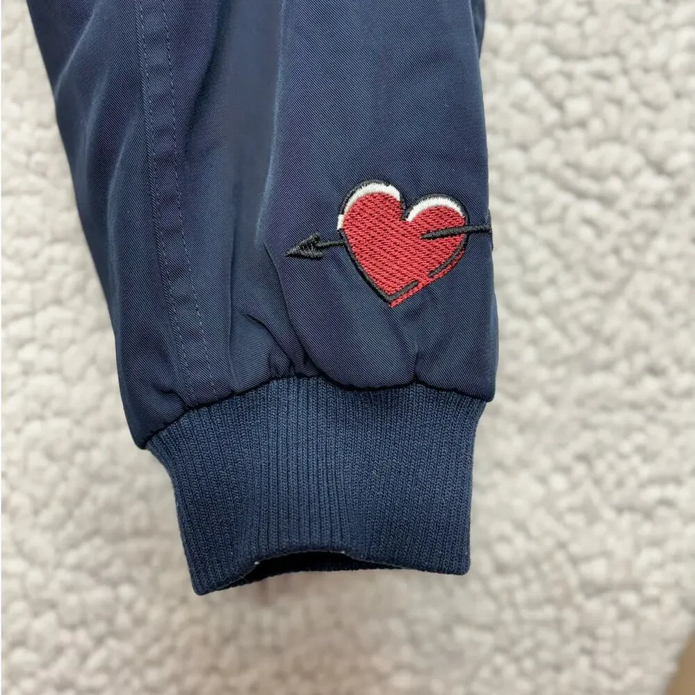 Sanrio Miniso Hello Kitty Bomber Jacket Girls Kids 7-8 Navy Full Zip Embroidered